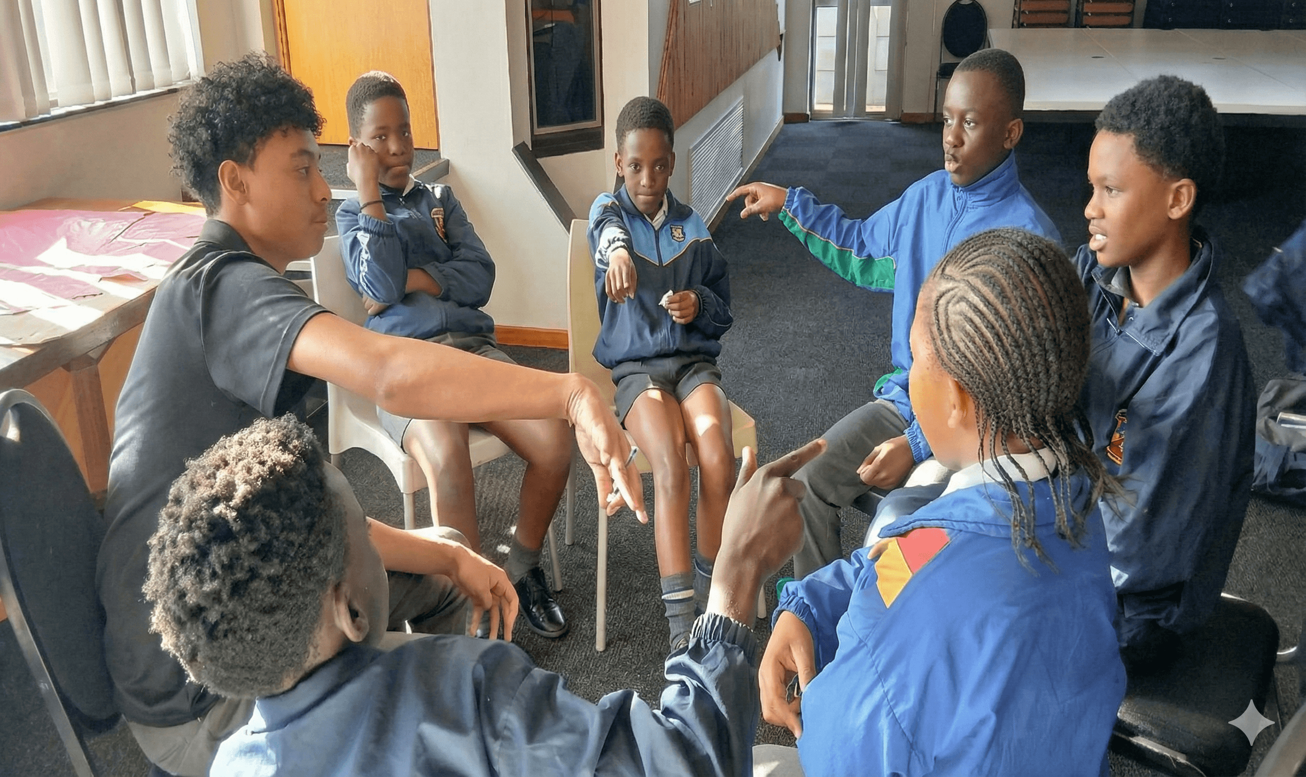 Levi interacting with learners